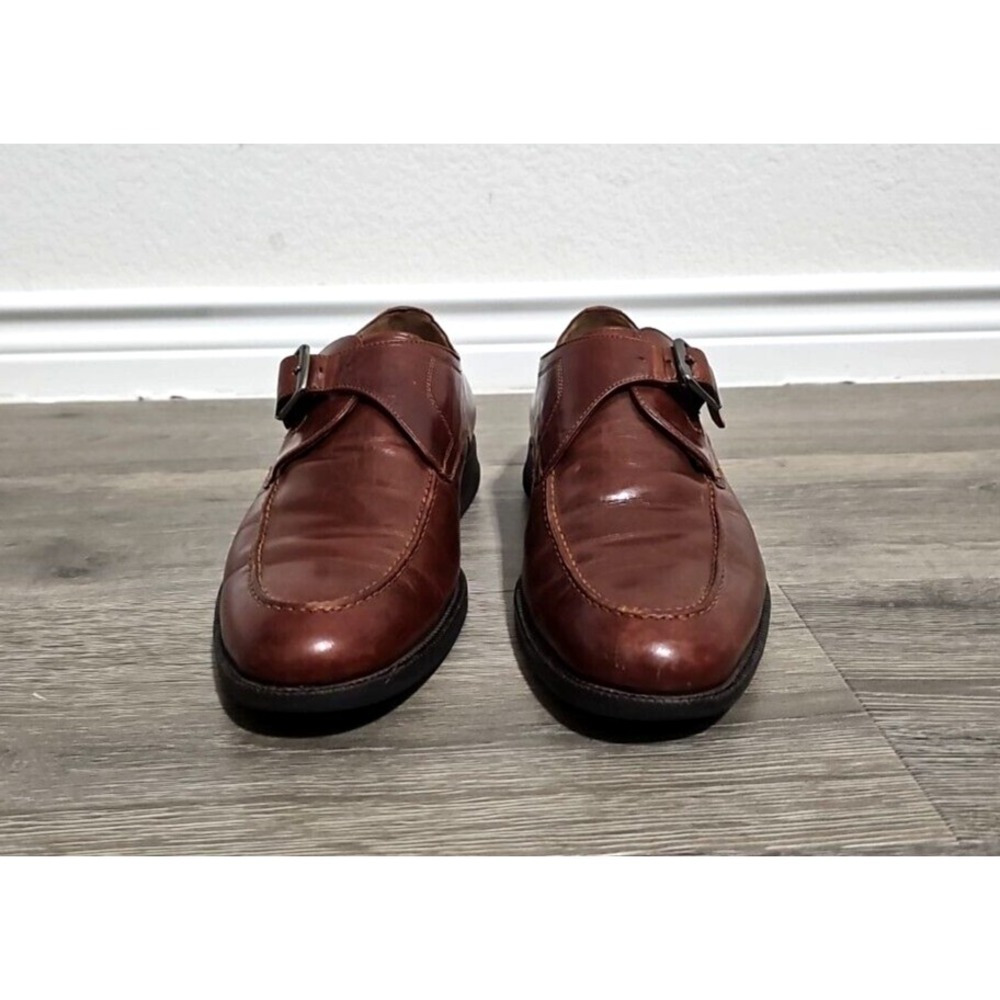 Johnston Murphy Dress Shoes Mens 10.5M Brown Leather Oxford Monk Strap Buckle - Picture 2 of 7